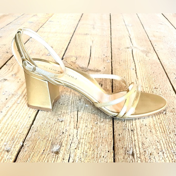 Marion Parke Bianca Gold Strappy Leather Block Heel Sandal EU 38.5 US 8-8.5 - Picture 6 of 14